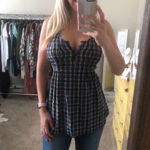 Free People Plaid Tank size 10